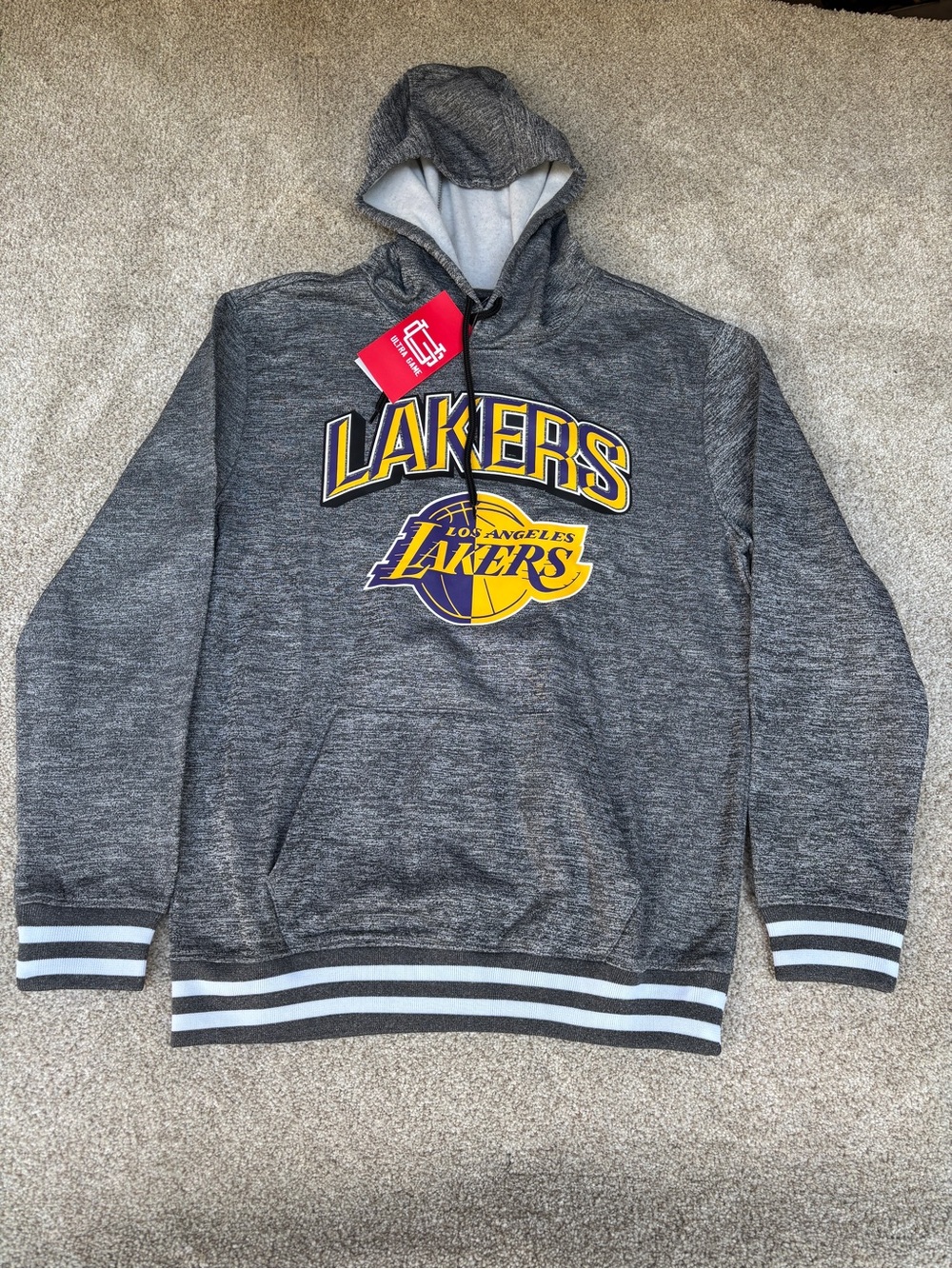 Los Angeles Lakers Ultra Game NBA Hooded Sweatshirt Size MEDIUM Gray NWT